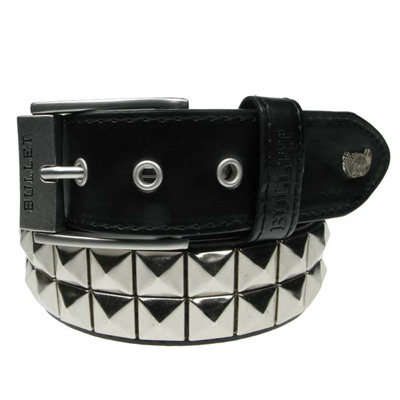 Bullet 69 Funky Punk - 2 row pyramid Ceinture - Noir/Couleur argent